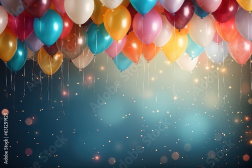 Colorful balloons  beautiful lights  background for party
