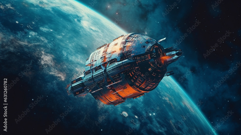 futuristic alien ship in the planet earth. fantasy landscape., generative ai futuristic alien ship in the planet earth. fantasy landscape., generative ai