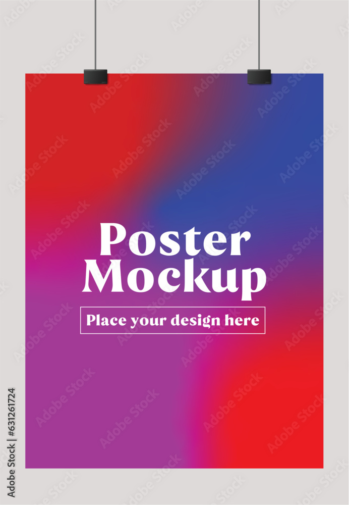 A4 Poster mockup vector file gradient background hanging poster mockup