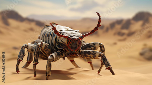 macro of a scorpion in the desert