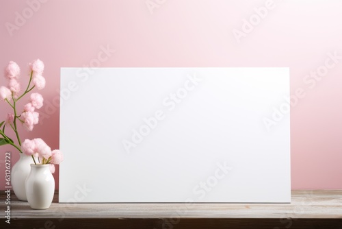 Blank white canvas and floral decor. ai generative