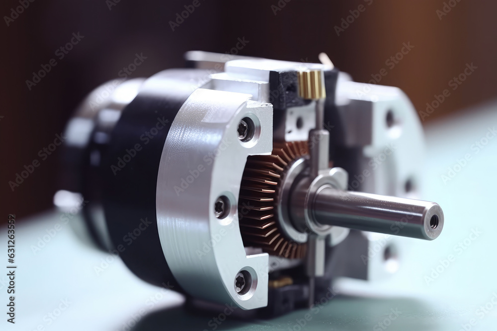 A precise stepper motor shaft rotating up close. A precise stepper motor shaft rotating up close.