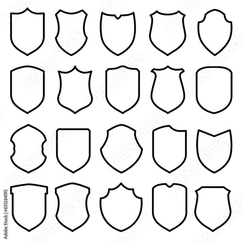 Shield Badge Outline Frame with Different Shape Variants, Protection Icon Symbol Vector Illustration