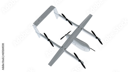 3D Grey Realistic Unmanned Aerial Vehicle Drone. Cut Out.