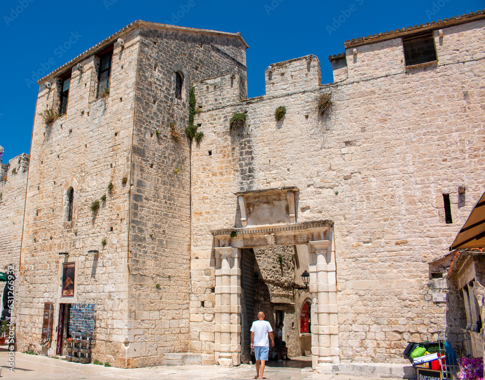 city wall and South Gate (Južna gradska vrata) Trogir in the state of Split-Dalmatien Croatia