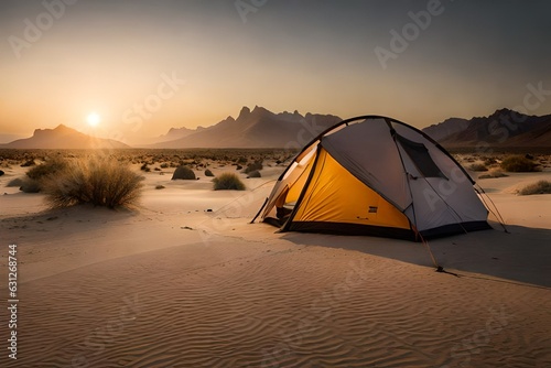 camping at sunset generating by AI technology