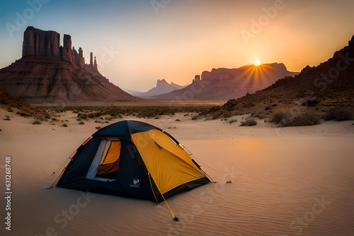 camping in the mountains generating by AI technology