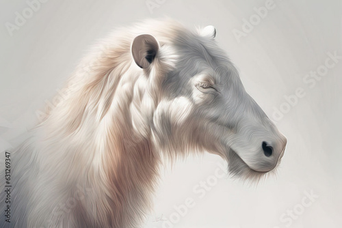 portrait of a white horse.