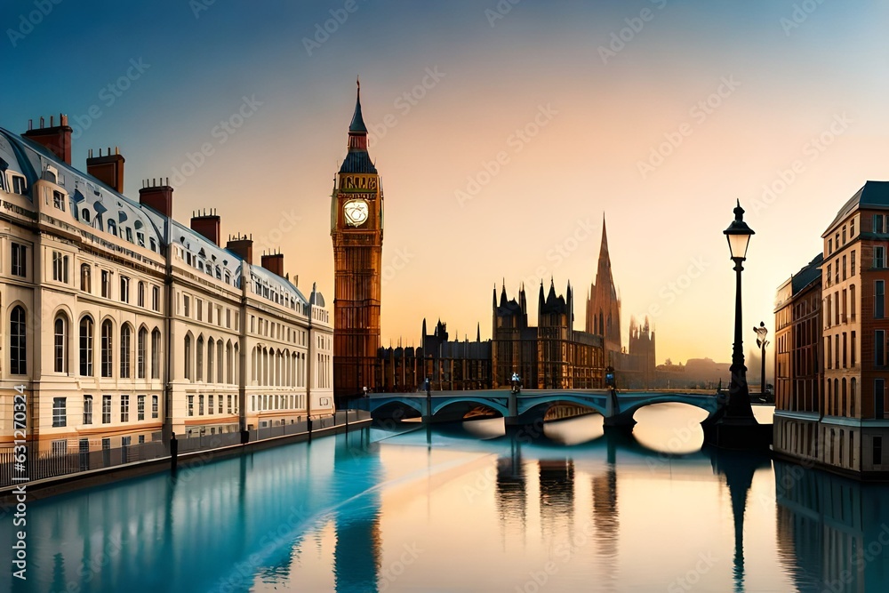 Fototapeta premium city at sunset generating by AI technology