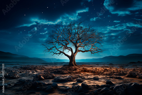 tree in desert landscape,Generative AI