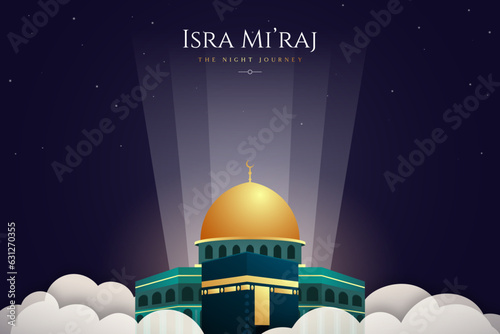 Isra mi'raj mosque and kabah illustration