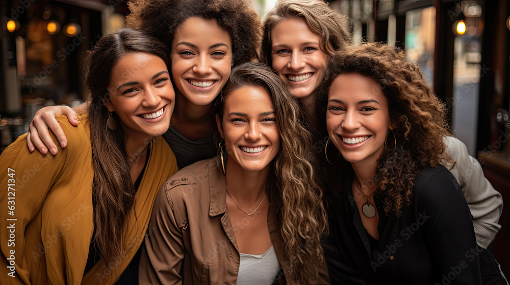 A Portrait of a Group of Friends all Smiling