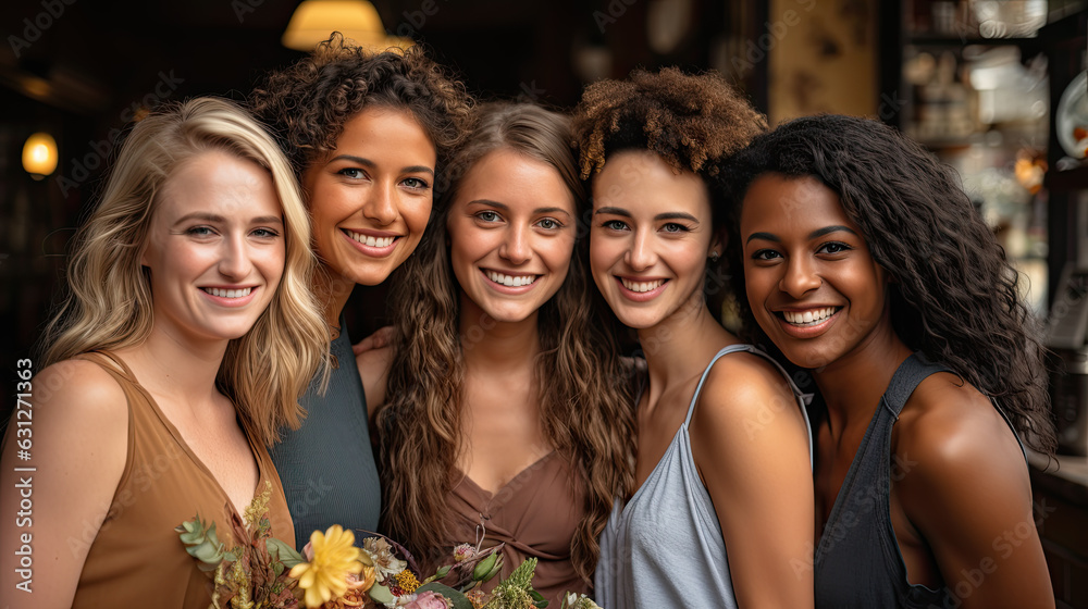 Fototapeta premium A Portrait of a Group of Friends all Smiling