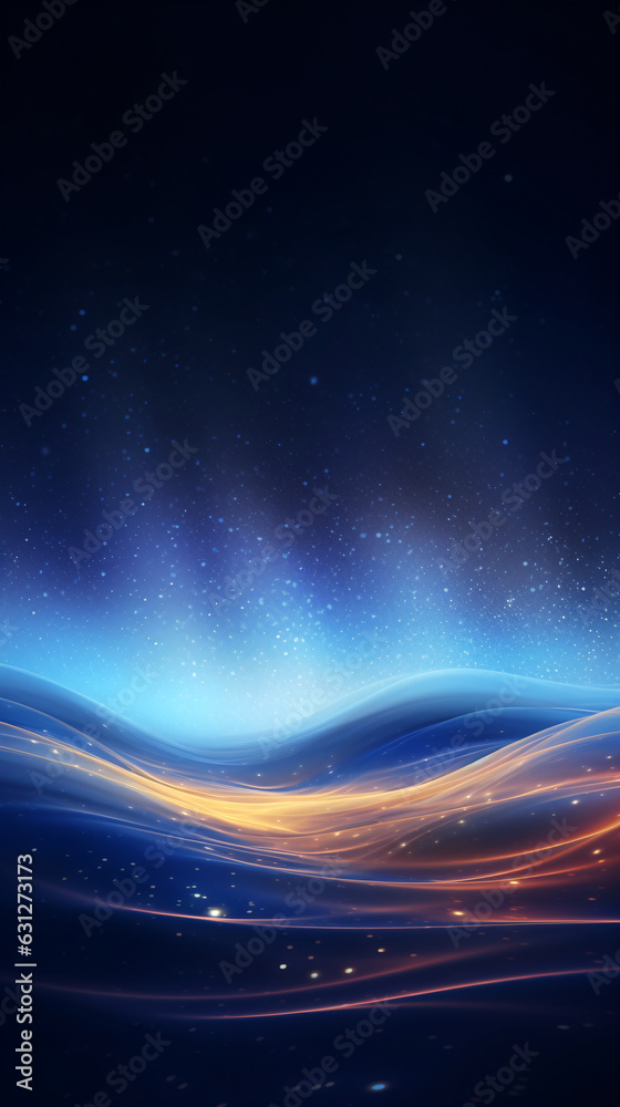 abstract futuristic background with blue, purple and gold glowing neon moving high speed wave lines lights. Data transfer concept Fantastic wallpaper, Generative ai
