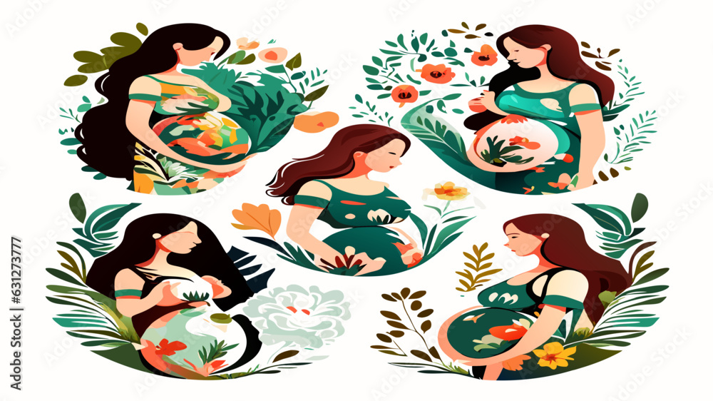 Obraz premium Motherly Bonds: Heartfelt Vectors for Your Projects