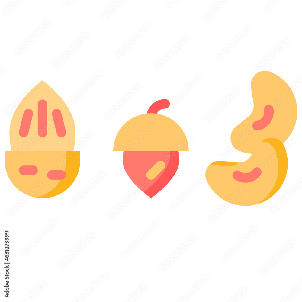 nut almond flat style icons