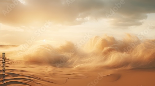  a painting of a beach with waves crashing in the sand. generative ai
