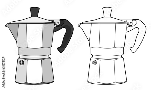 Mocha pot or espresso maker cup line drawing illustration vector image