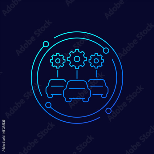car fleet management icon, linear design