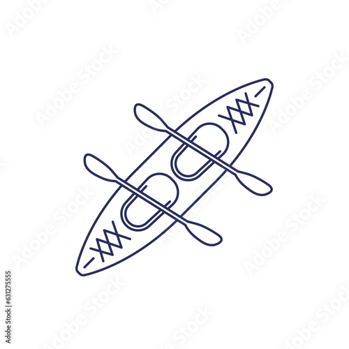double kayak icon on white, line vector