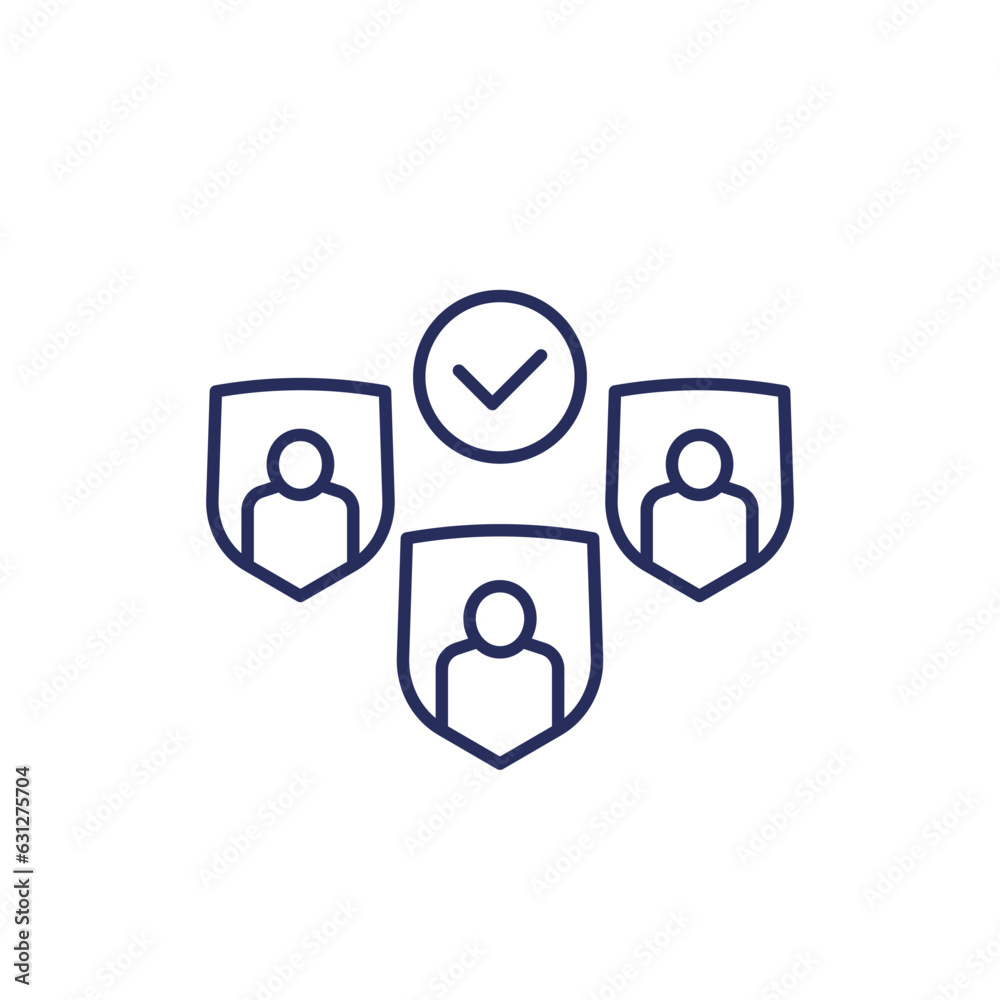 group insurance line icon on white group insurance line icon on white