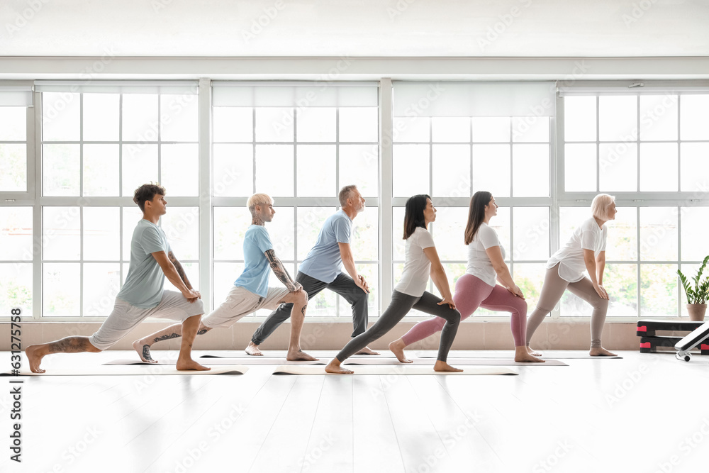 Obraz premium Group of sporty people training in gym