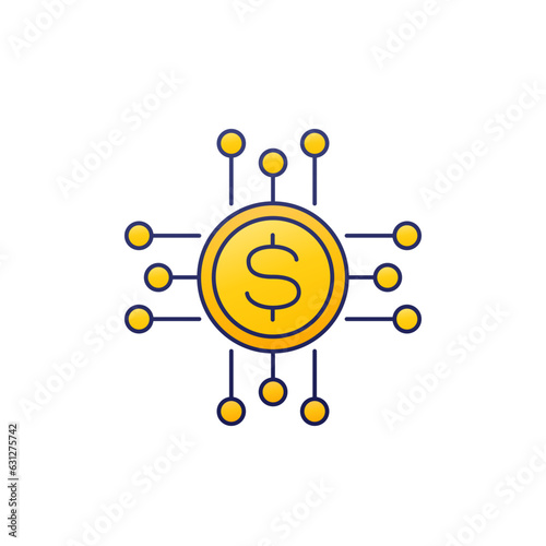 income streams or sources icon with outline