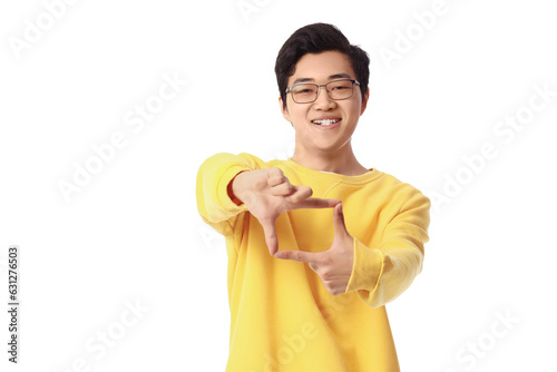 Young Asian man making fram...