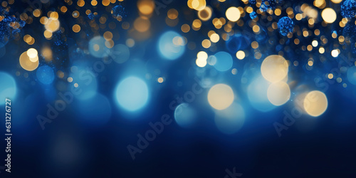 Blurred bokeh light background  Christmas and New Year holidays background. Generative AI