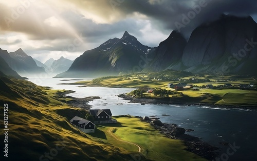 Norway landscape oil paint, Generative AI illustrations