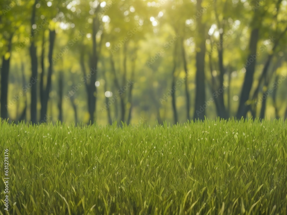 Green grass close up with summer blurred bokeh, AI generated Green grass close up with summer blurred bokeh, AI generated