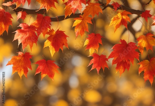 Autumn blurred background with orange leaves  AI generated