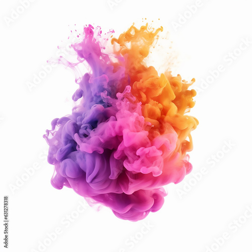Explosion of colored powder, isolated on white background 