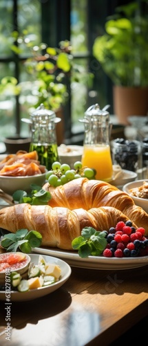 breakfast spread in a luxury hotel restaurant