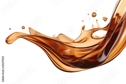 Brown cream coffee liquid swirl splash with little foundation bubbles isolated on clear png background, liquid fluid element flowing in form of wave,  with Generative Ai.
