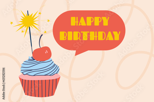 Vector background design of a birthday cake. The text of the birthday greeting.