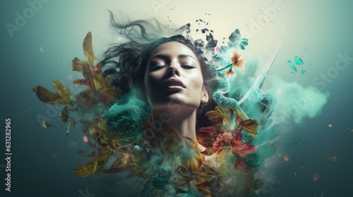 woman abstract background flowers