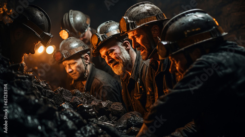 Miners Working Together in a Team to Extract Coal 