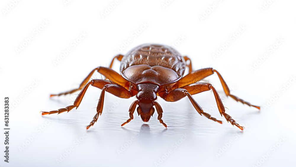 Dog Tick Insect Macro on White Background Creepy Parasite, Generative AI Dog Tick Insect Macro on White Background Creepy Parasite, Generative AI