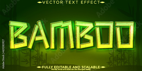 Bamboo branch text effect, editable asia and forest text style