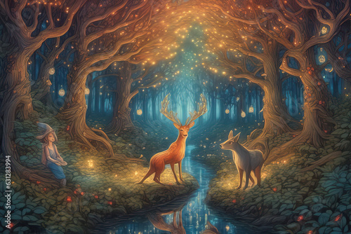 deer and fairy tale forest