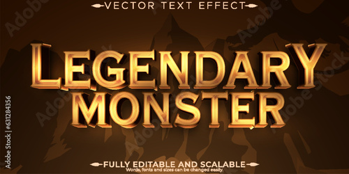Editable text effect legendary, 3d shine and history font style