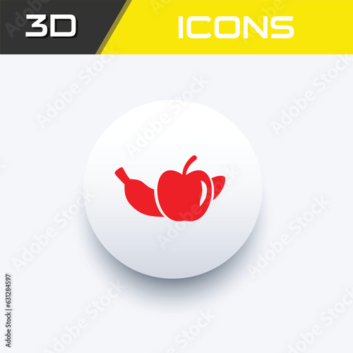 Healthy diet icon, Fruits 3D icon