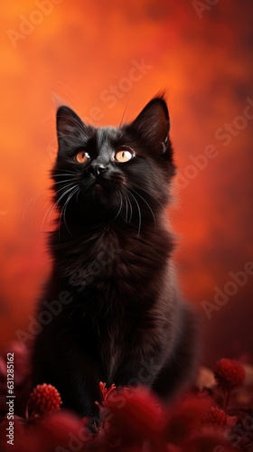 cat on a red background © King