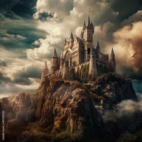 The Castle Rises To The Sky, Surrounded By Magnificent Walls Fototapet
