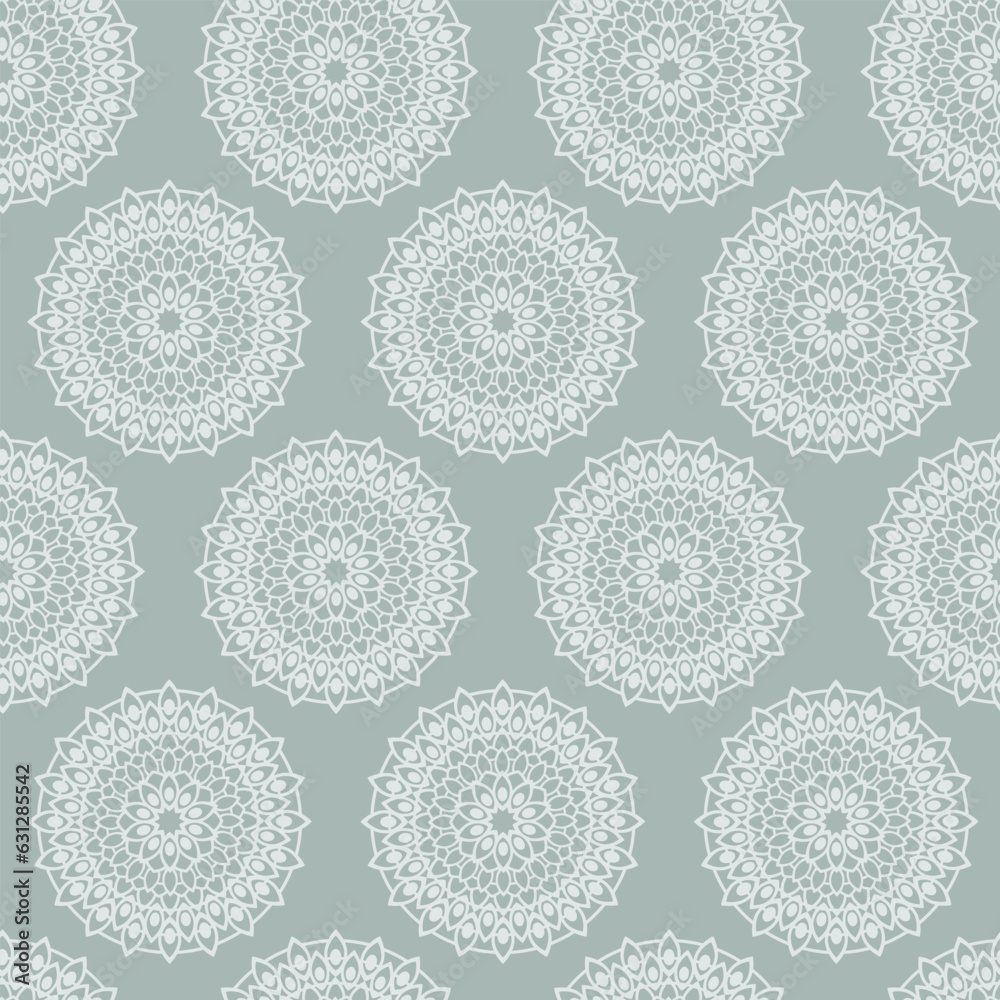 Seamless pattern with round lace motifs or mandala designs. Seamless pattern with round lace motifs or mandala designs.