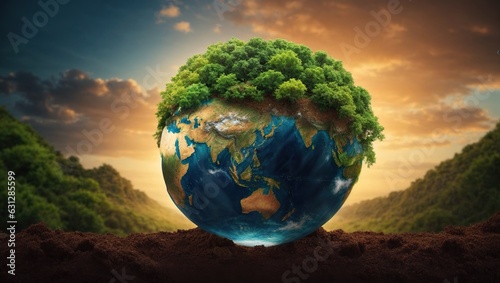 earth-globe-and-growing-tree-environment-save-clean-planet-ecology-concept-earth-day-banner-with-copy-space-ai-generated
