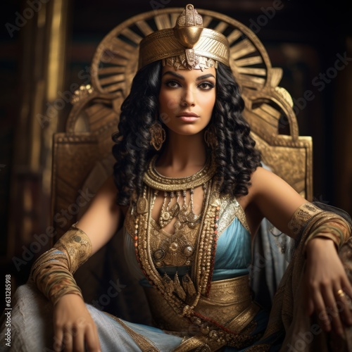 Queen Cleopatra Of Egypt In Her Elegant Regal Attire, Exuding Beauty And Grac...