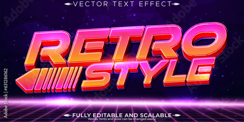 Retro style 80s text effect, editable retro future and cyber space text style