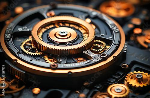 Wallpaper Mural gears and other metal parts are shown on a black surface Torontodigital.ca